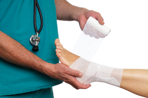 Wrapping a aprained ankle